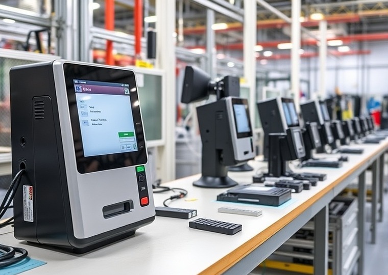 Módulo dispensador de un terminal de autoservicio en banco de pruebas